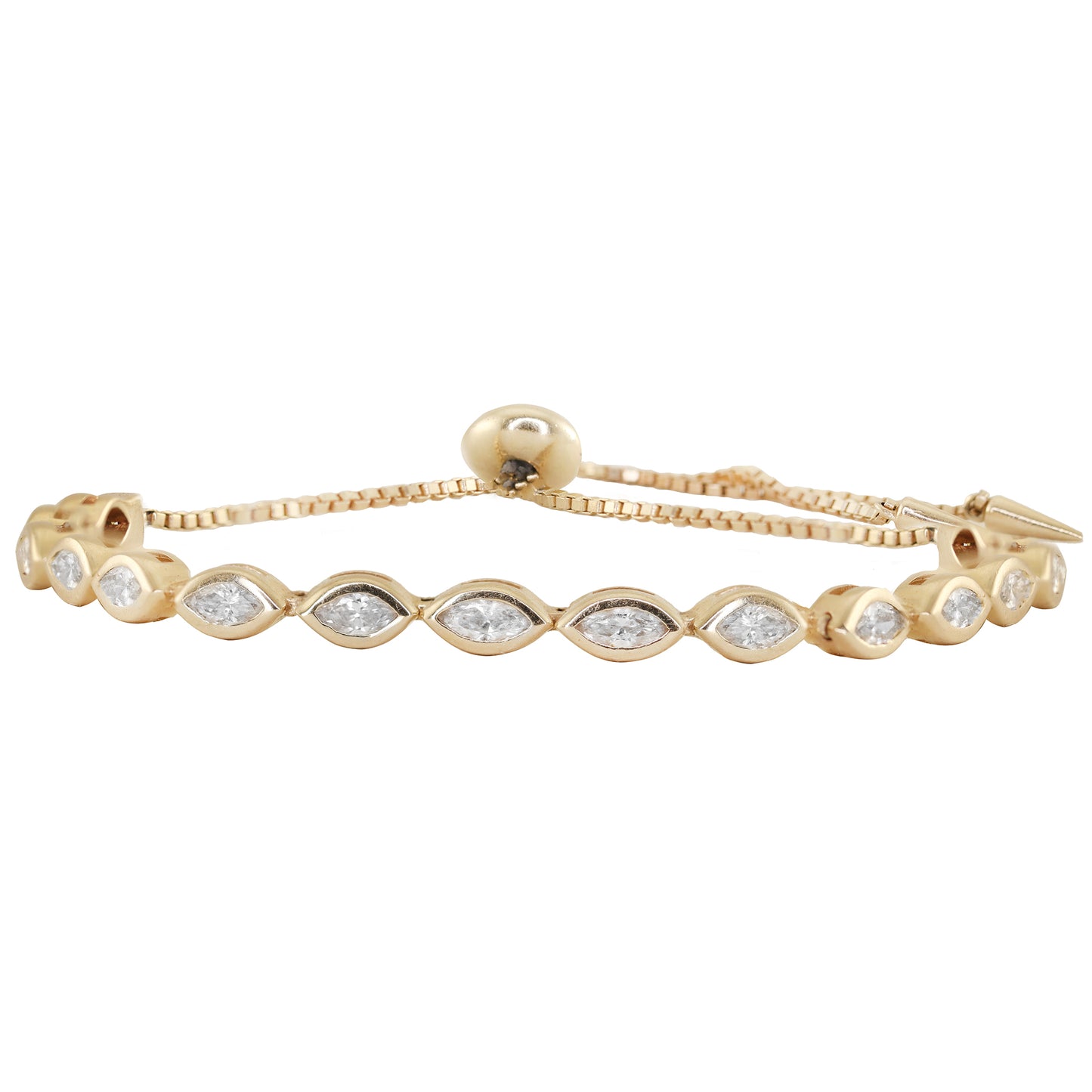 14kt gold marquise diamond row bracelet