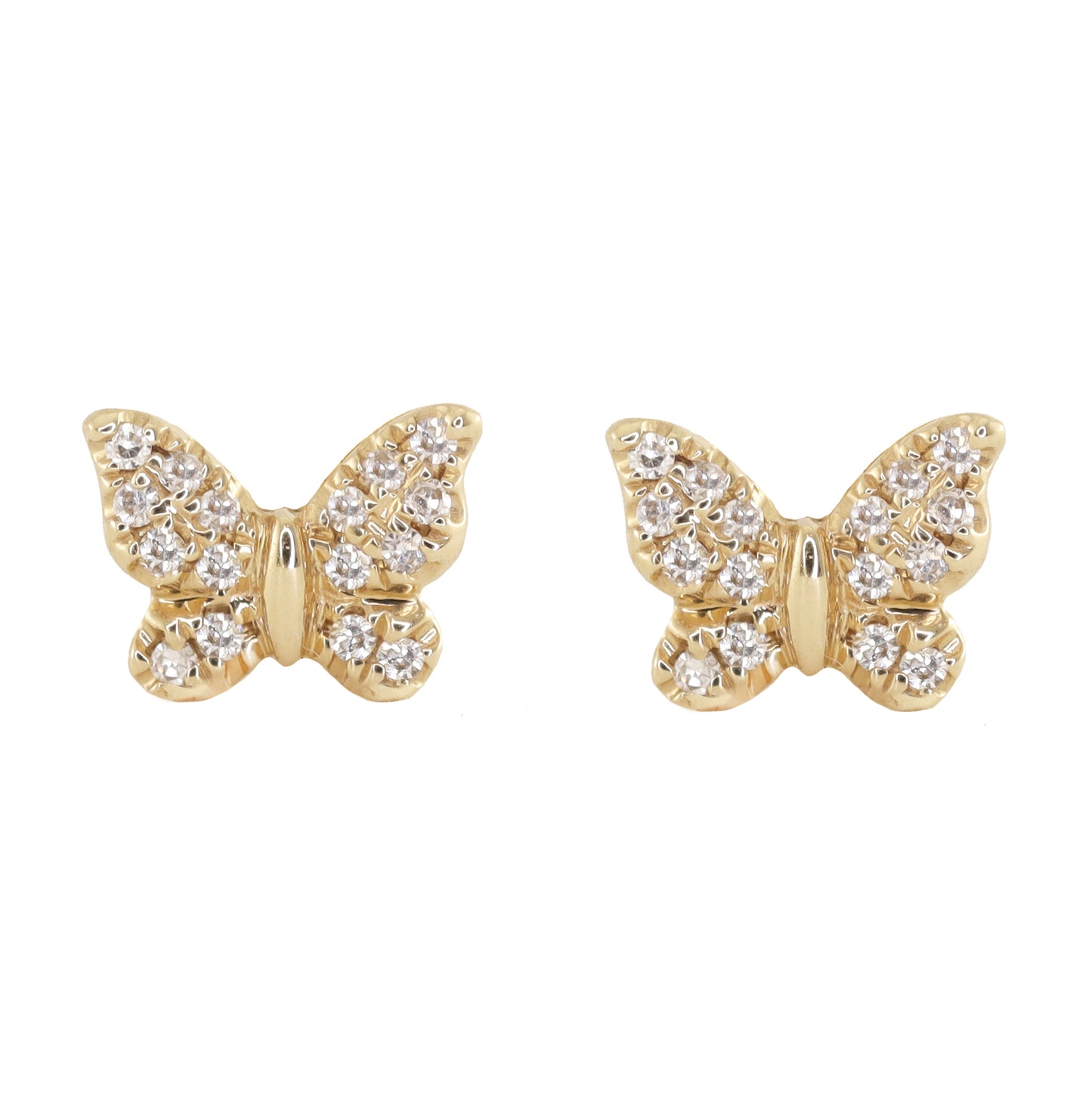 14kt gold and diamond mini baby butterfly studs