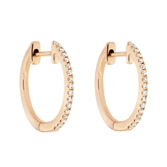 14kt gold and diamond mini hoop earrings