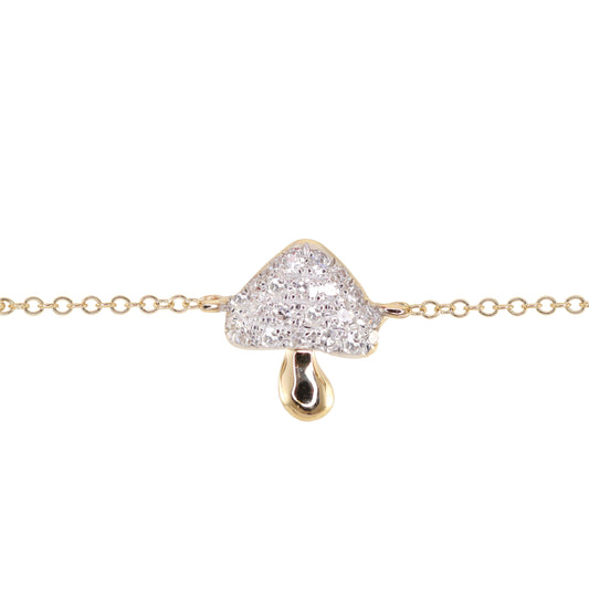 14kt gold and diamond mini baby mushroom bracelet