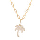14kt gold diamond palm necklace