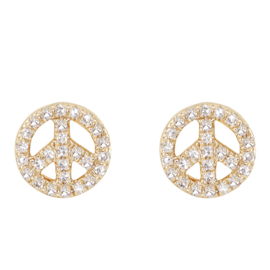 14kt gold and diamond mini keep the peace studs