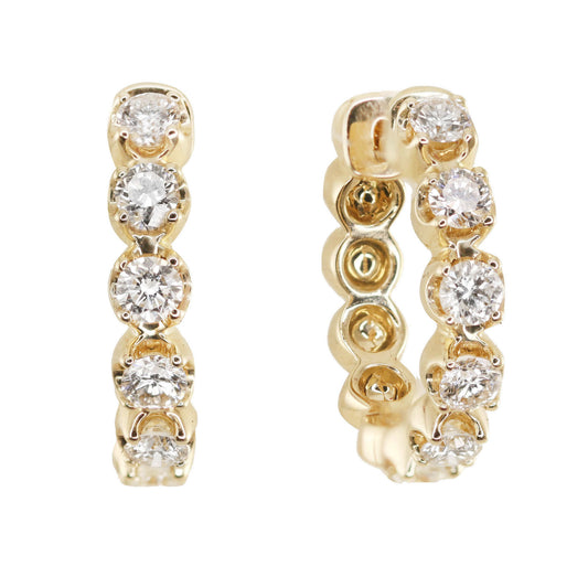 NEW! 14kt gold floating diamond baby hoop