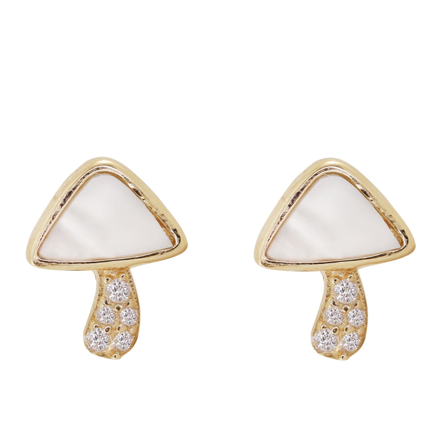 14kt gold and diamond mini pearl mushroom studs