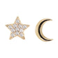 14kt gold and diamond mini star and moon studs