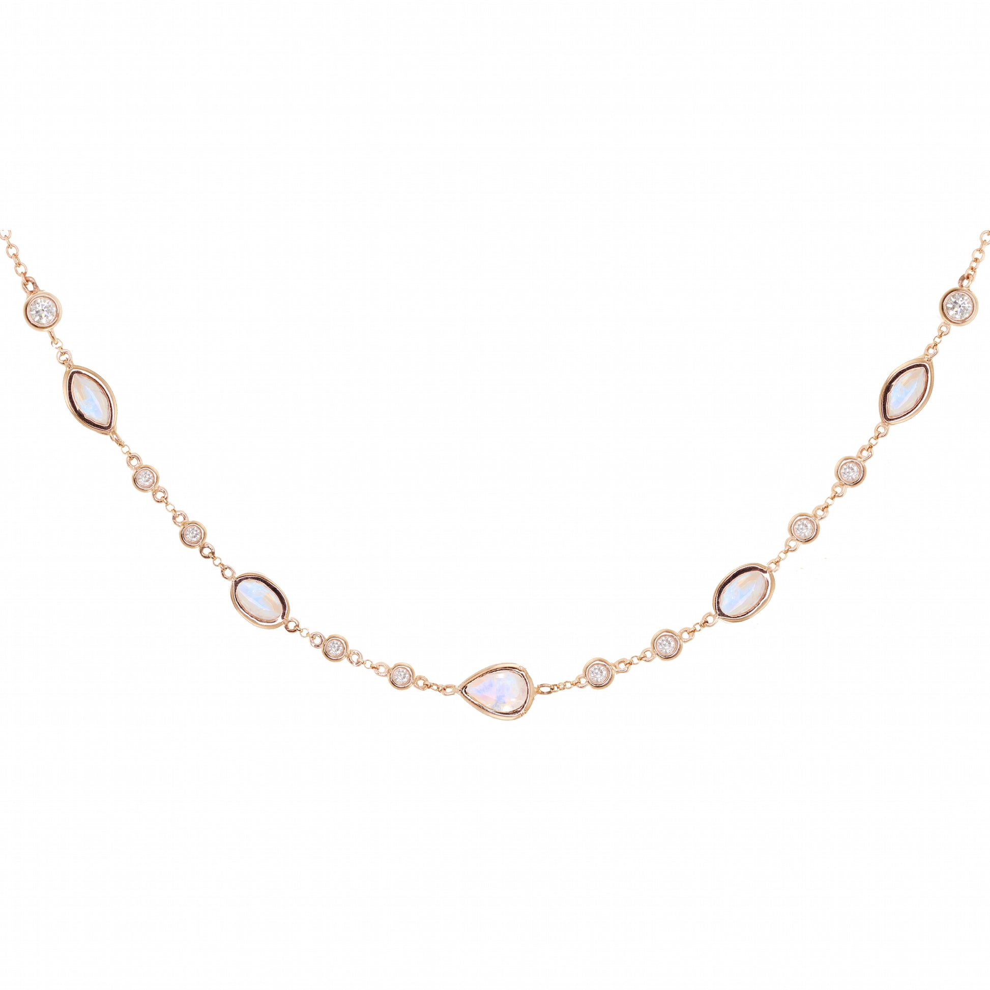 14k gold diamond bezel necklaces