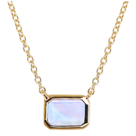 14kt gold moonstone bezel necklace