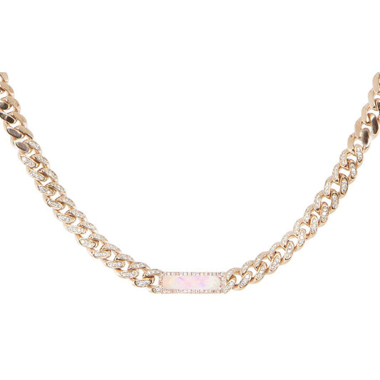 14kt gold and diamond chain link moonstone choker