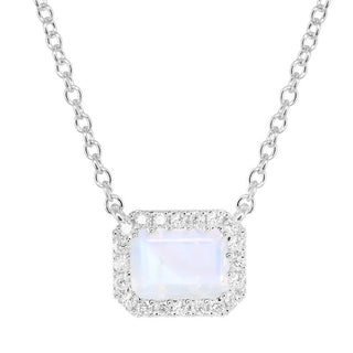 14kt gold and diamond moonstone halo necklace