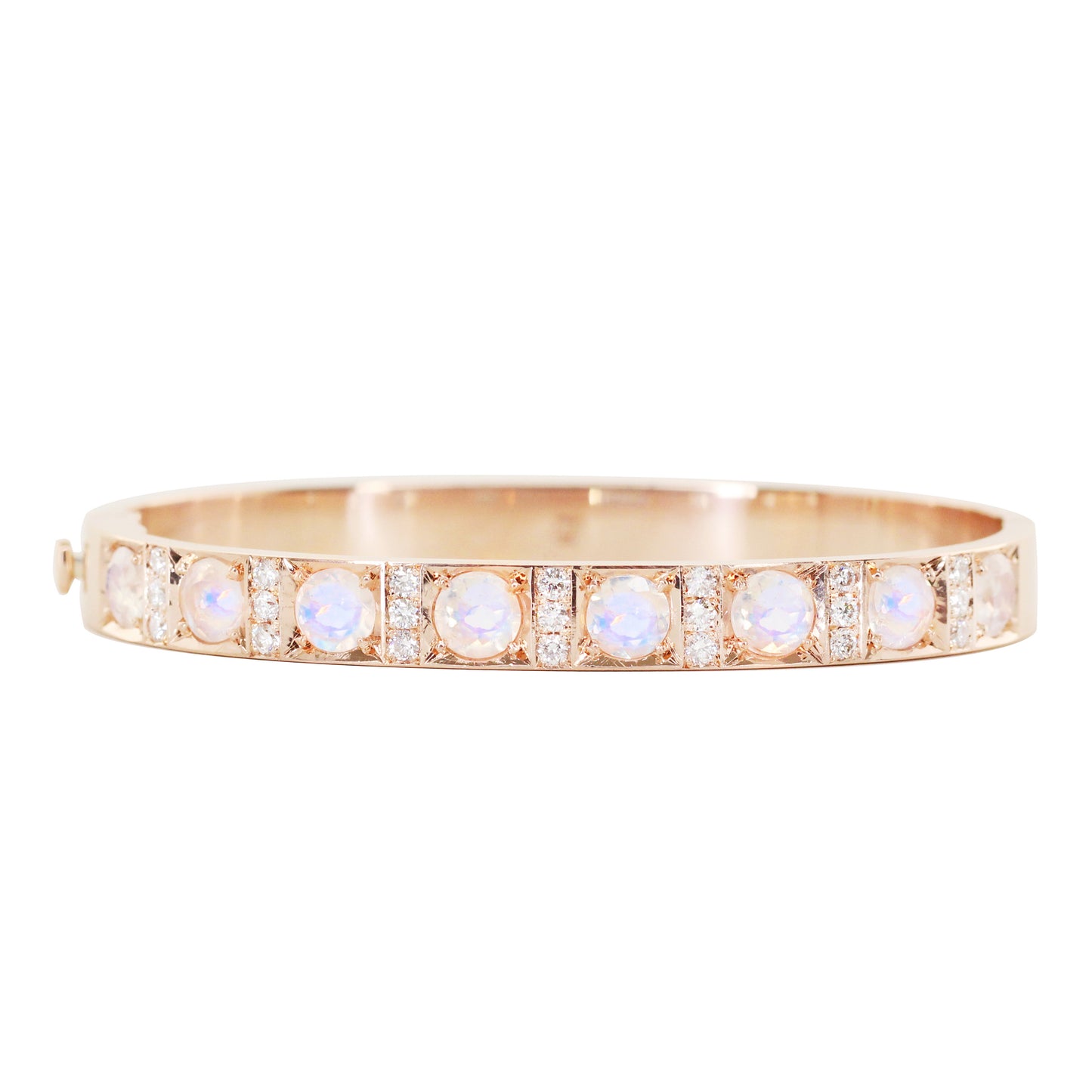 14kt gold and diamond moonstone bangle