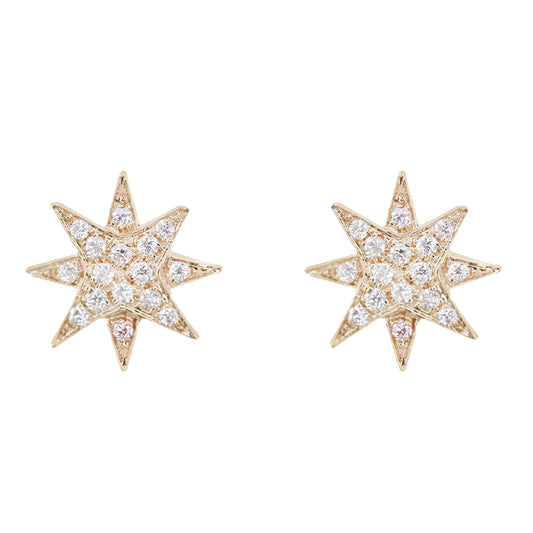 14kt gold petite starburst stud earring