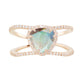 14kt gold and diamond Petite Triangle Double Band Labradorite ring - Luna Skye