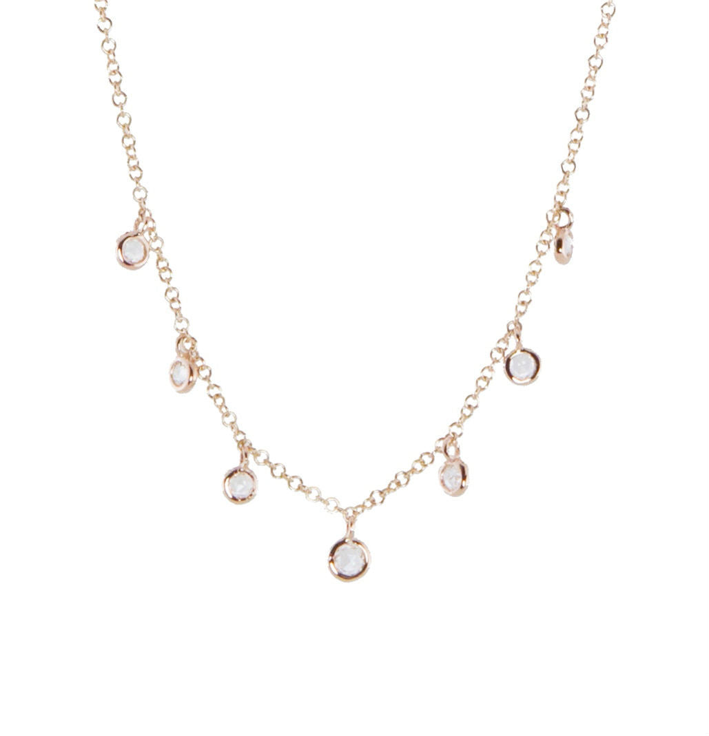14kt gold and white sapphire drip anklet - Luna Skye