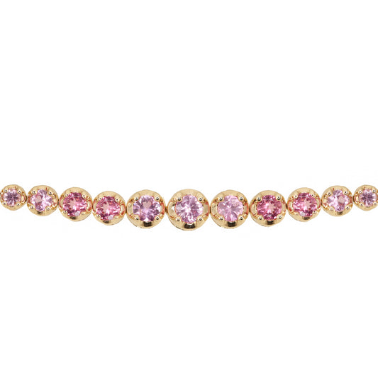 14kt gold graduated pink sapphire scalloped bracelet