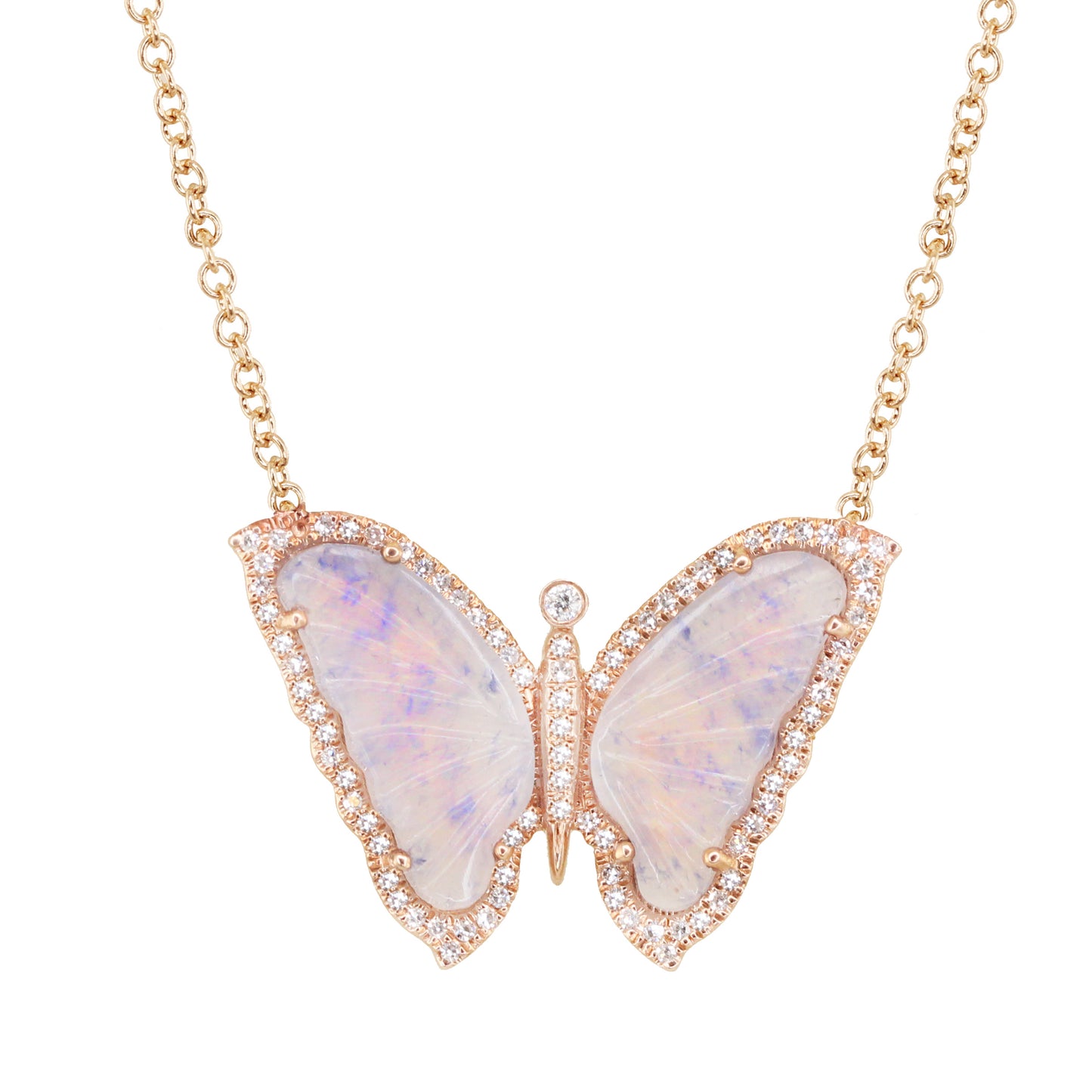 14kt gold and diamond purple paraiba tourmaline baby butterfly necklace