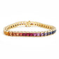 14kt gold deco rainbow sapphire bracelet