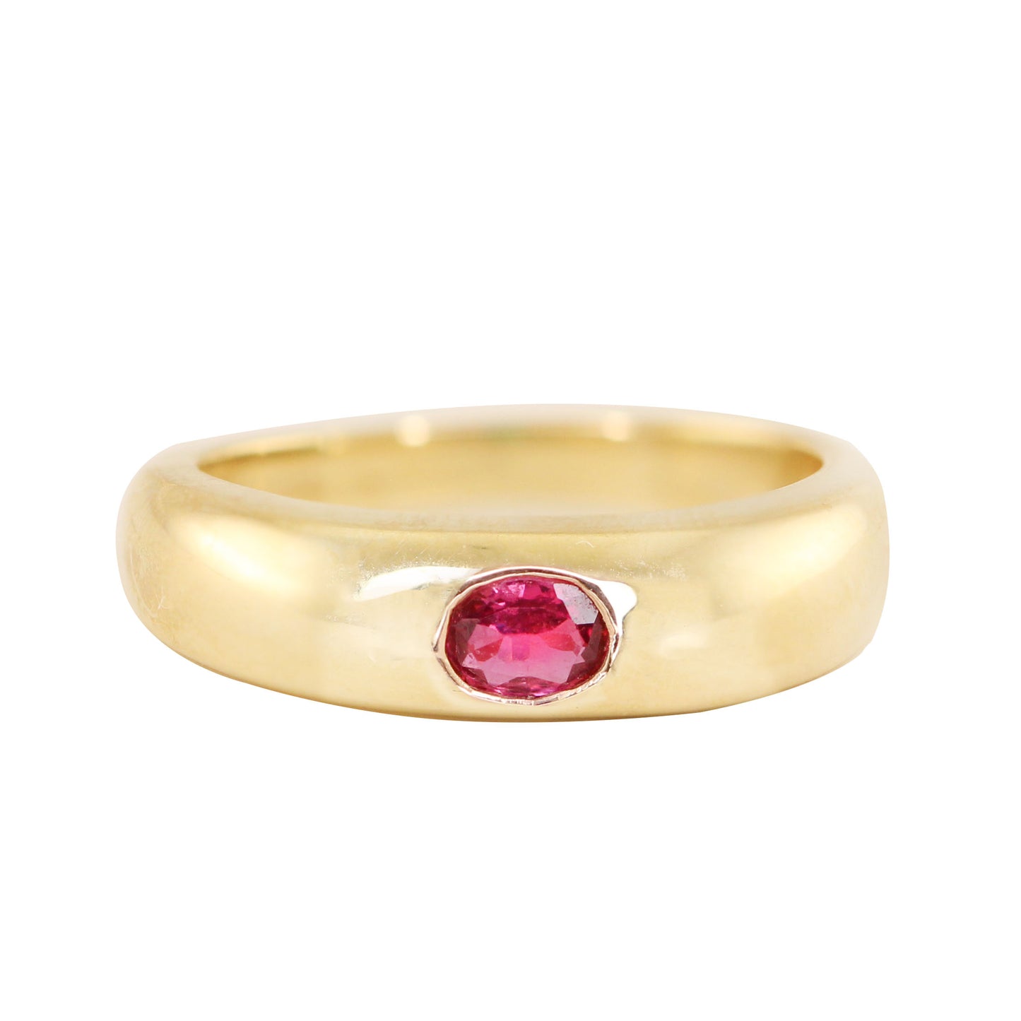 14kt gold mini dome ruby pinky ring