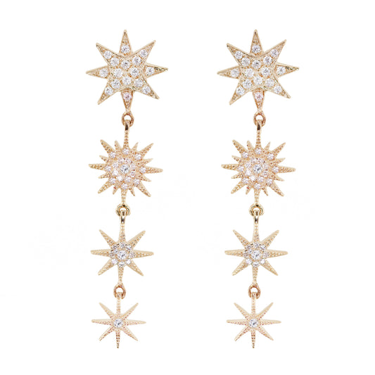 14kt gold and diamond shooting star drip studs