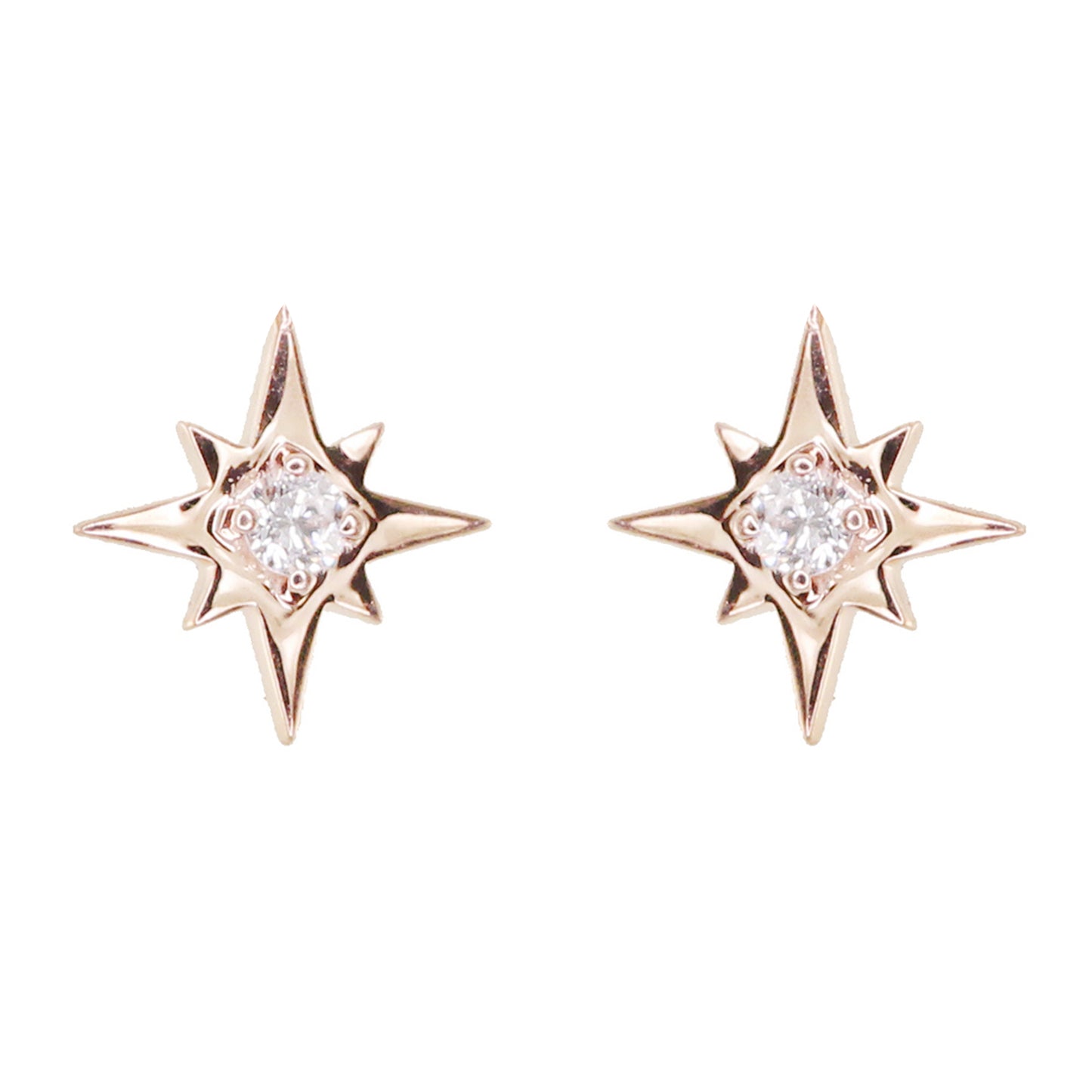 14kt gold single diamond star studs