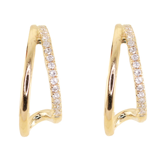 14kt gold split diamond hoop