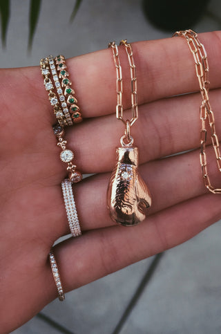 14kt golden glove necklace