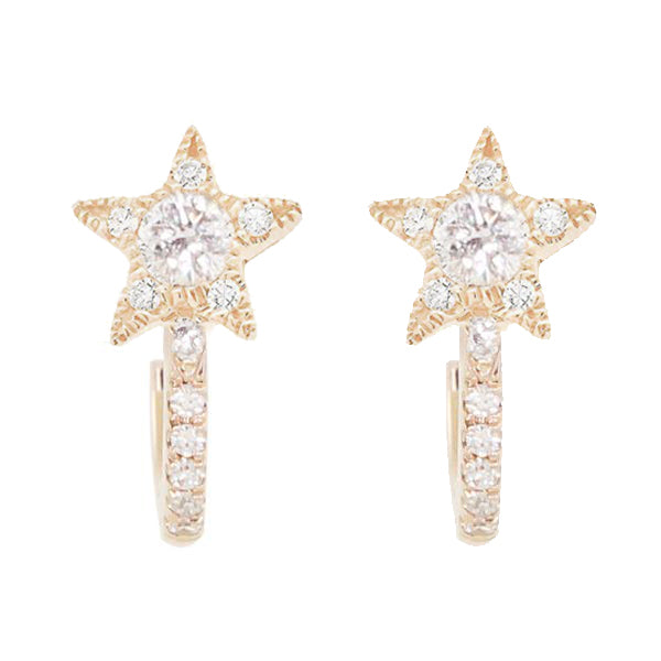 14kt gold and full diamond starburst hoops - Luna Skye