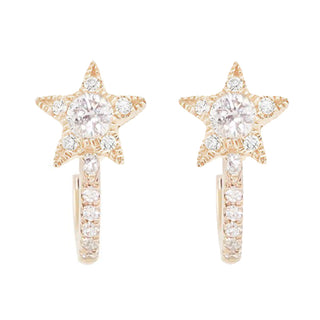 14kt gold and full diamond starburst hoops - Luna Skye