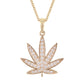 14kt gold and diamond grande sweet leaf necklace
