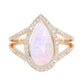 14kt gold and diamond queen teardrop moonstone