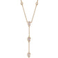 NEW! 14kt gold teardrop baguette diamond lariat necklace