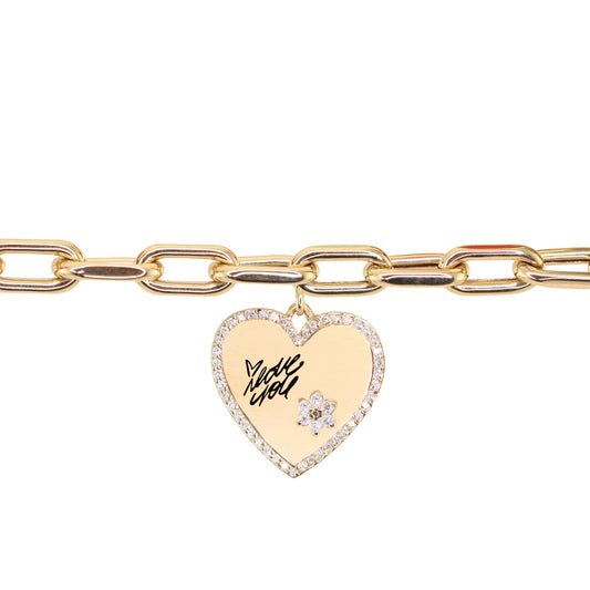 14kt gold and diamond language of the heart charm bracelet - Luna Skye