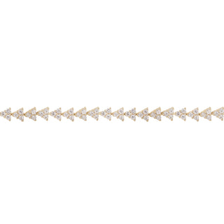 14kt gold full three diamond cluster tennis bracelet