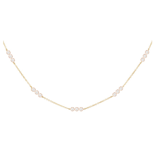 14kt gold three diamond bezel choker necklace - Luna Skye