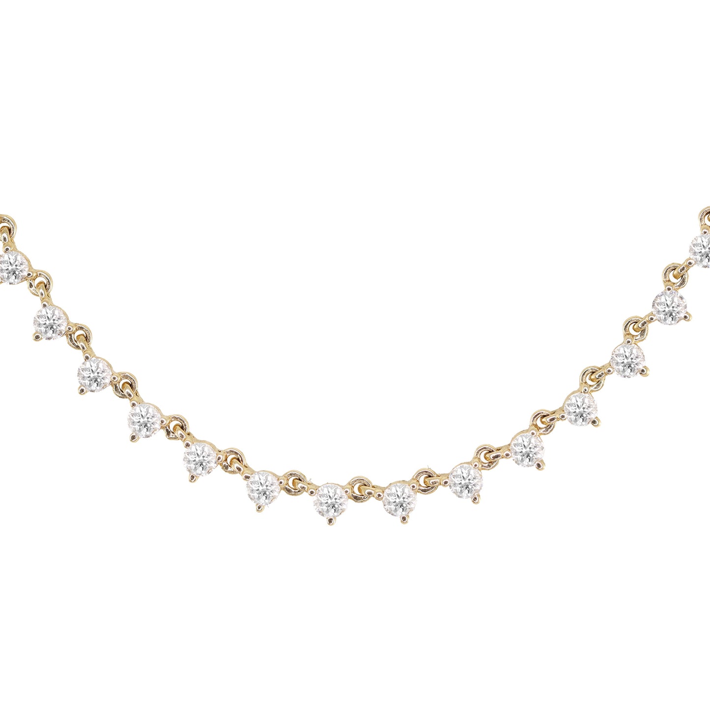 14kt gold three prong diamond choker necklace