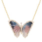 14kt yellow gold and diamond tie dye paraiba tourmaline baby butterfly necklace