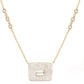 14kt gold full diamond bezel emerald cut necklace