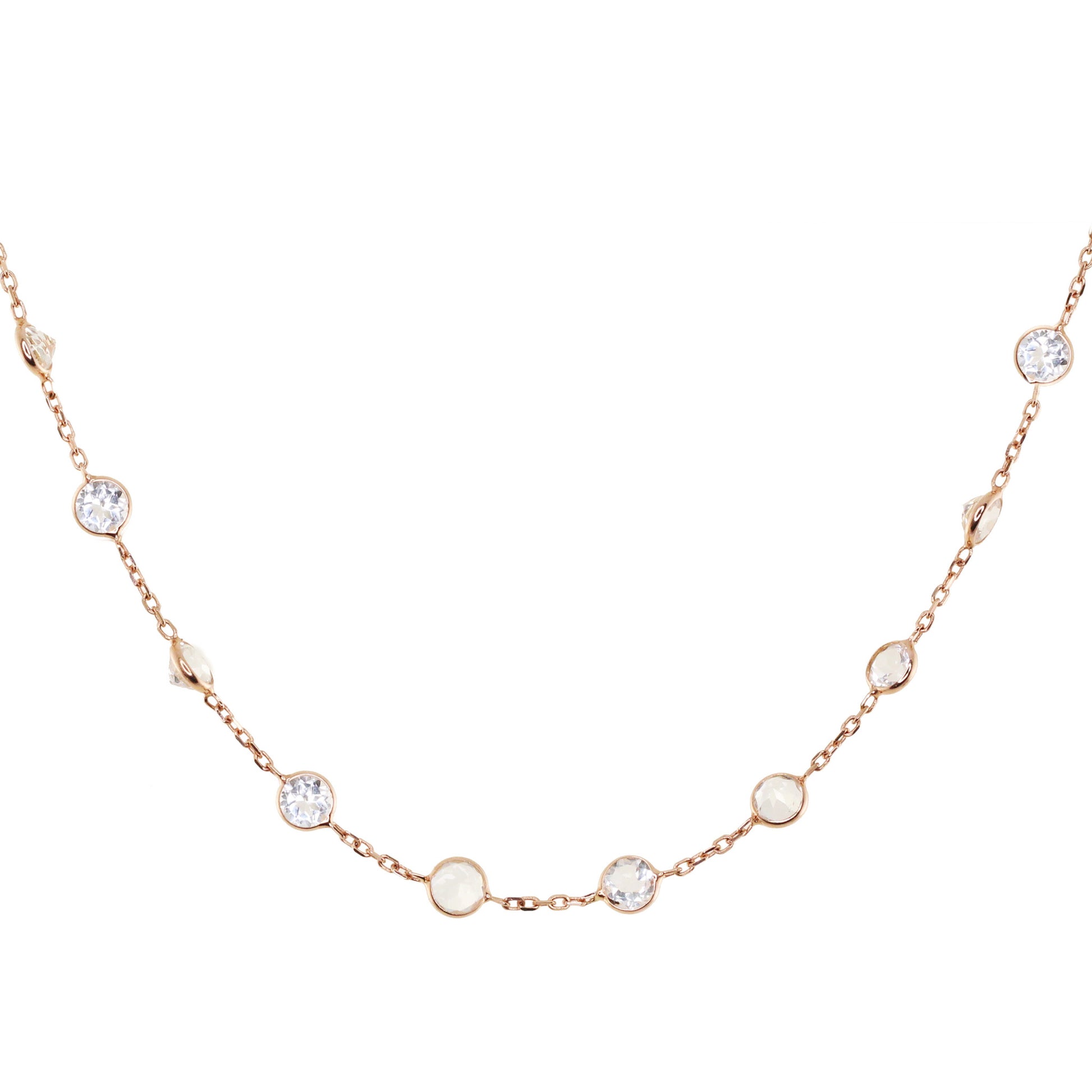 14kt gold white topaz bezel necklace - Luna Skye