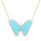 14kt gold and diamond turquoise baby butterfly necklace