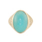 14kt gold and diamond oval turquoise signet pinky ring