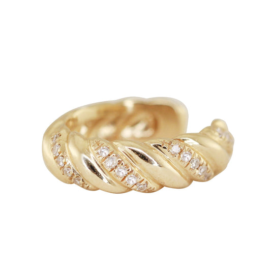 14kt gold twisted diamond ear band