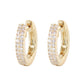 14kt gold and double diamond row mini hoop earrings