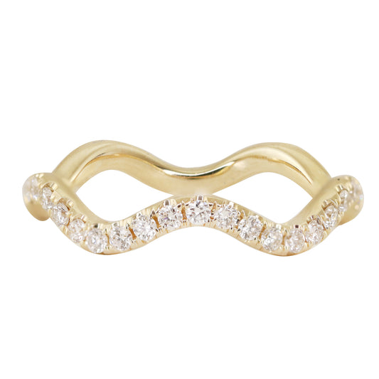 14kt gold diamond wavy baby ring