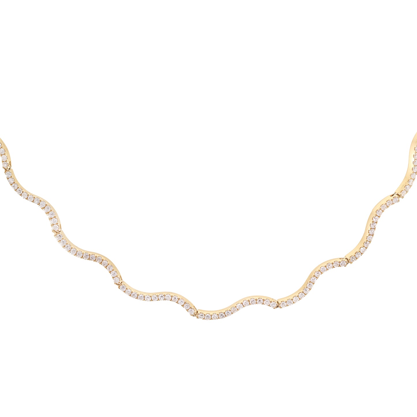 14kt gold and diamond wavy tennis necklace