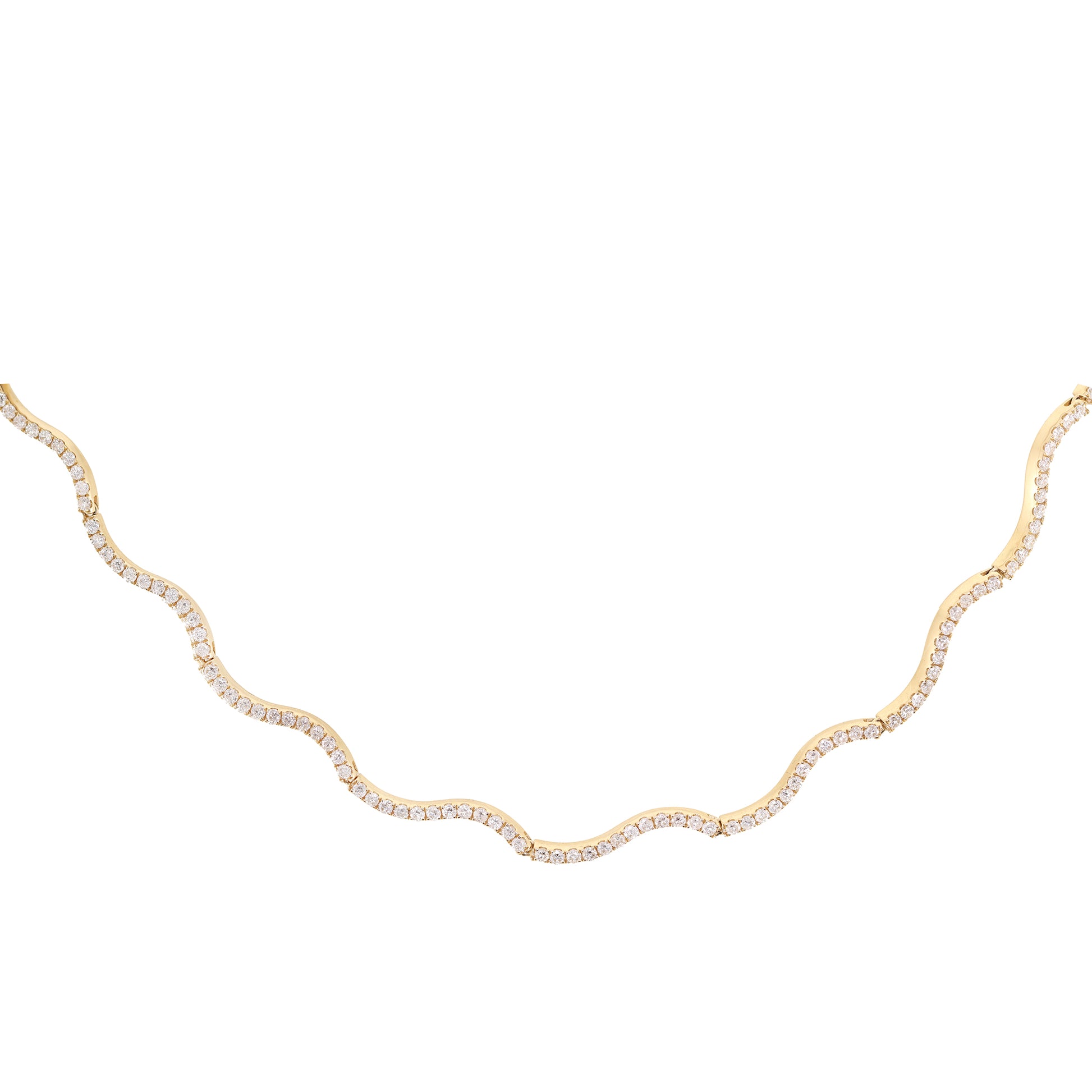 14kt gold and diamond wavy tennis necklace
