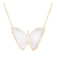 14kt gold and diamond white mother of pearl baby butterfly necklace