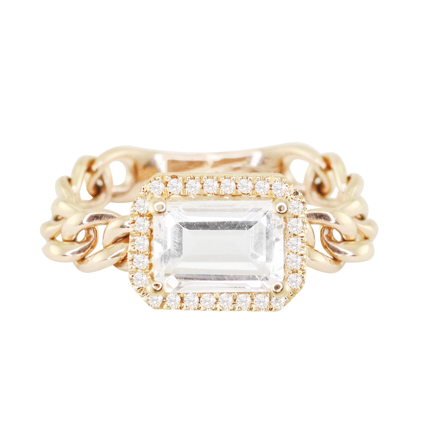 14kt gold and diamond white topaz chain ring - Luna Skye